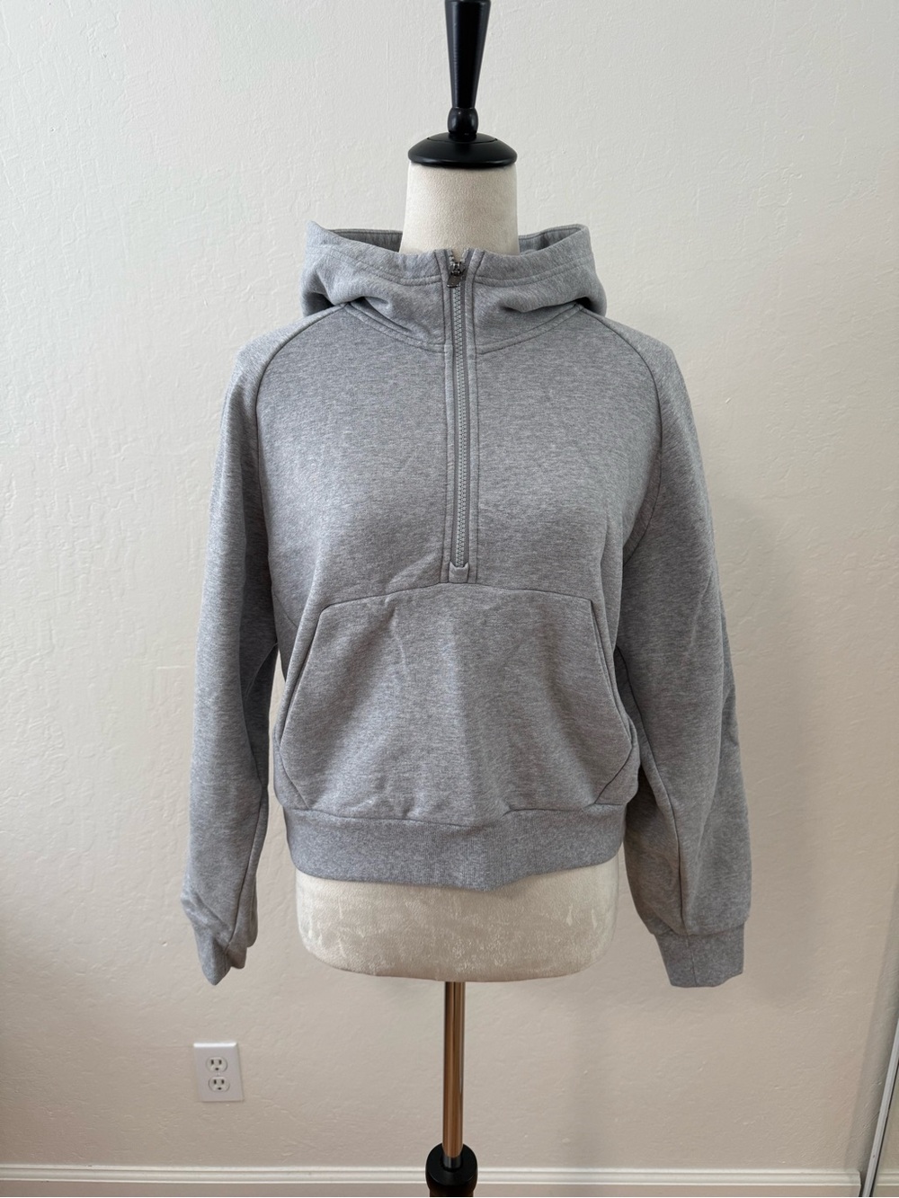 Athleta Gray Quarter-Zip Hooded Sweatshirt